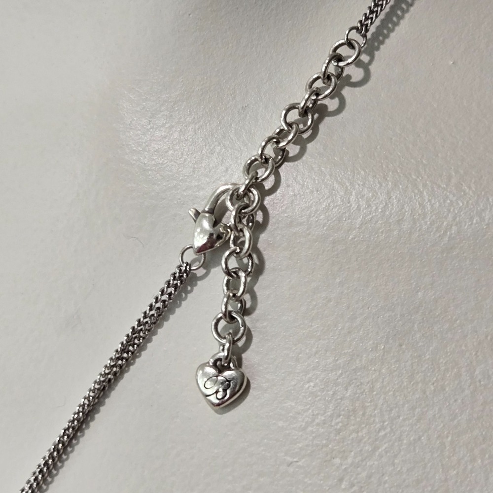 Brighton Atlantis Double Chain Necklace Hollow Puff Hearts‎ Slides 34" Length - Picture 4 of 9